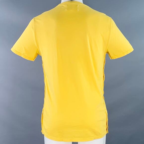 MAISON MARTIN MARGIELA Size M Yellow Cotton Side Snaps Crew Neck T-shirt - Picture 4 of 14